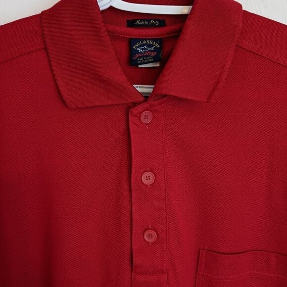 VINTAGE 90s PAUL & SHARK YACHTING T SHIRT POLO red size L @K - Picture 5 of 9